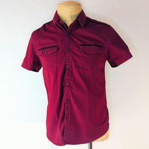 G by Guess M Men's Red short sleeve button down shirt